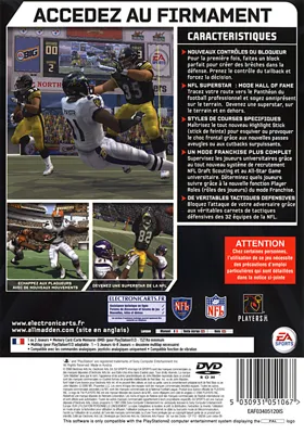 Madden NFL 07 (Japan) box cover back